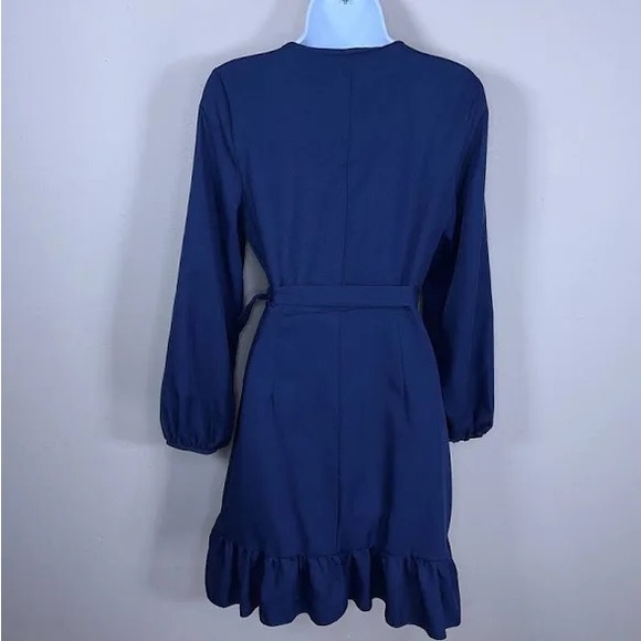 Navy Blue Wrap Dress - Picture 3 of 6